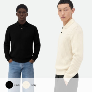 BOTTEGA VENETA 보테가베네타 사이드 로고 자수 카라 니트