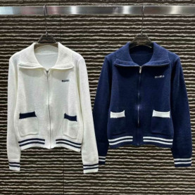MIUMIU 미우미우 라펠 니트 집업 가디건