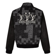 LOUIS VUITTON 루이비통 믹스 레더 바시티 블루종 자켓