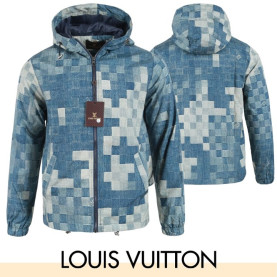 LOUIS VUITTON 루이비통 블루 체커보드 윈드브레이커