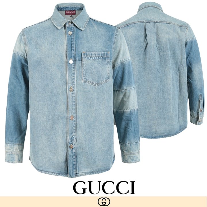 GUCCI 구찌 워시드 데님 오버핏 셔츠 자켓