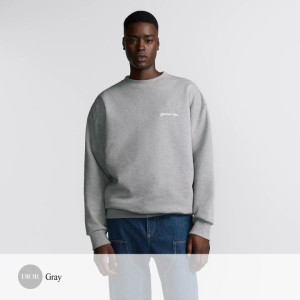 DIOR 디올 자수 그레이 코튼 스웨트 셔츠