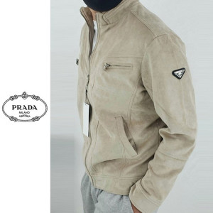 PRADA 프라다 로고 스웨이드 봄버 자켓