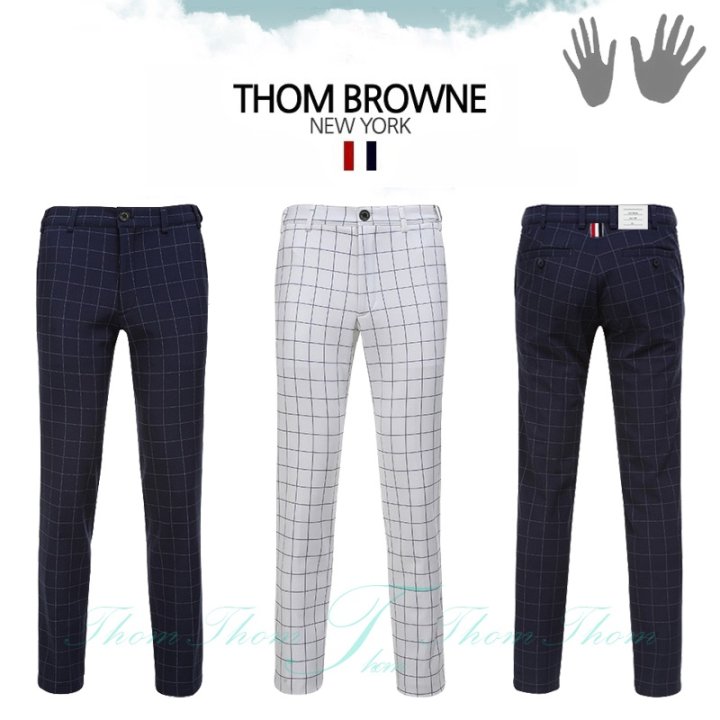 THOM BROWNE 톰브라운  사각 체크 기모 밴딩 팬츠