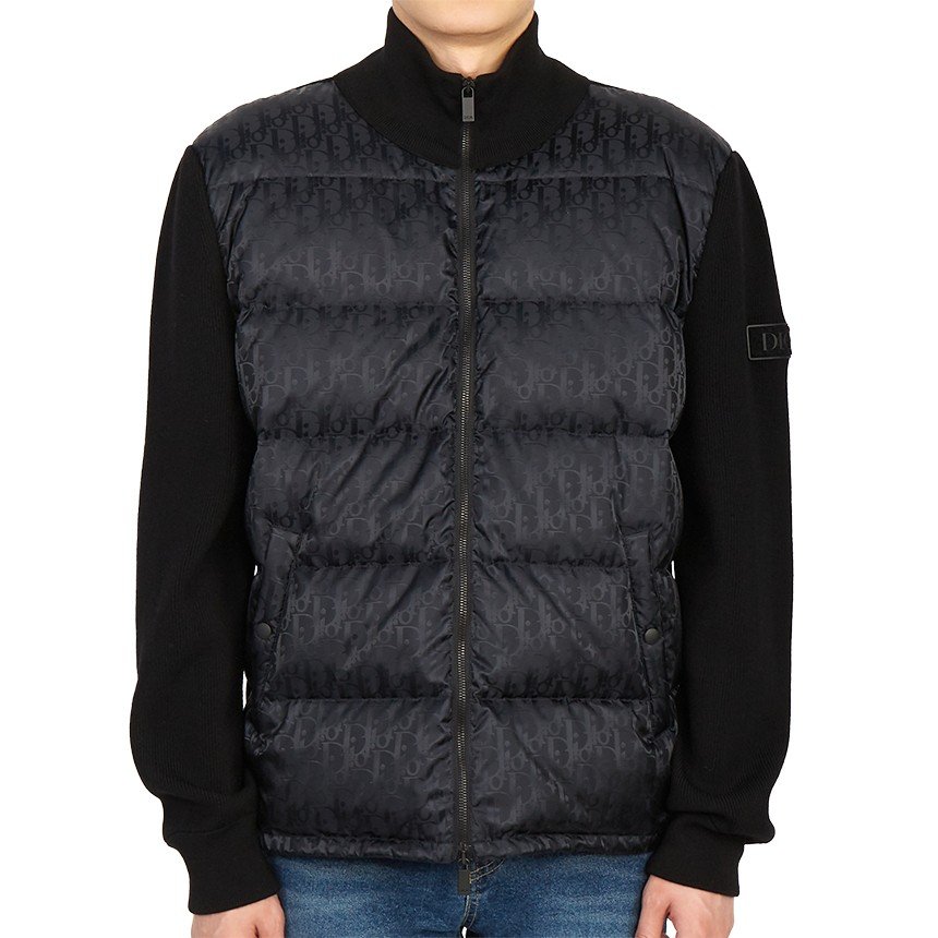 DIOR 디올 오블리크 자카드 패딩 집업 울 가디건