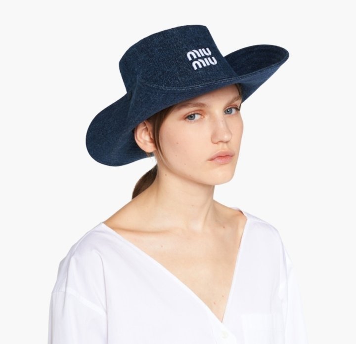 MIUMIU 미우미우 로고 데님 햇