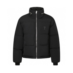 AMI 아미 레더 로고 다운 패딩