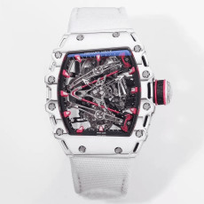 RICHARD MILLE 리차드밀 부바왓슨 투르비옹 화이트/블랙 NTPT 카본 스켈레톤 다이얼 화이트 나일론 스트랩 RM38-02
