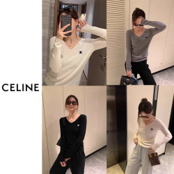 CELINE 셀린느 브이넥 데일리 울니트