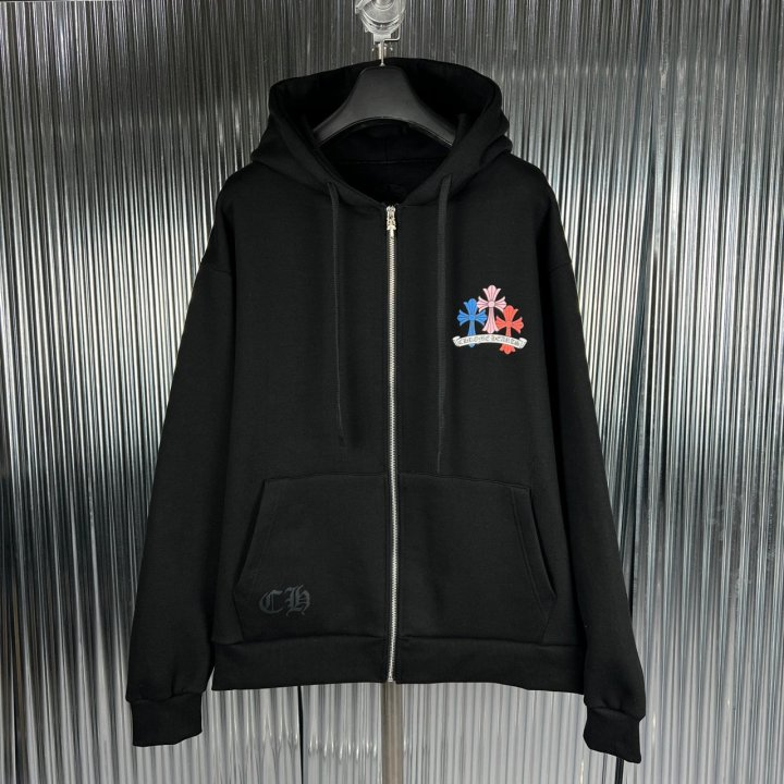 CHROME HEARTS 크롬하츠 컬러 크로스 기모 후드집업