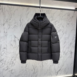 PRADA 프라다 포켓로고 구스다운 후드 패딩