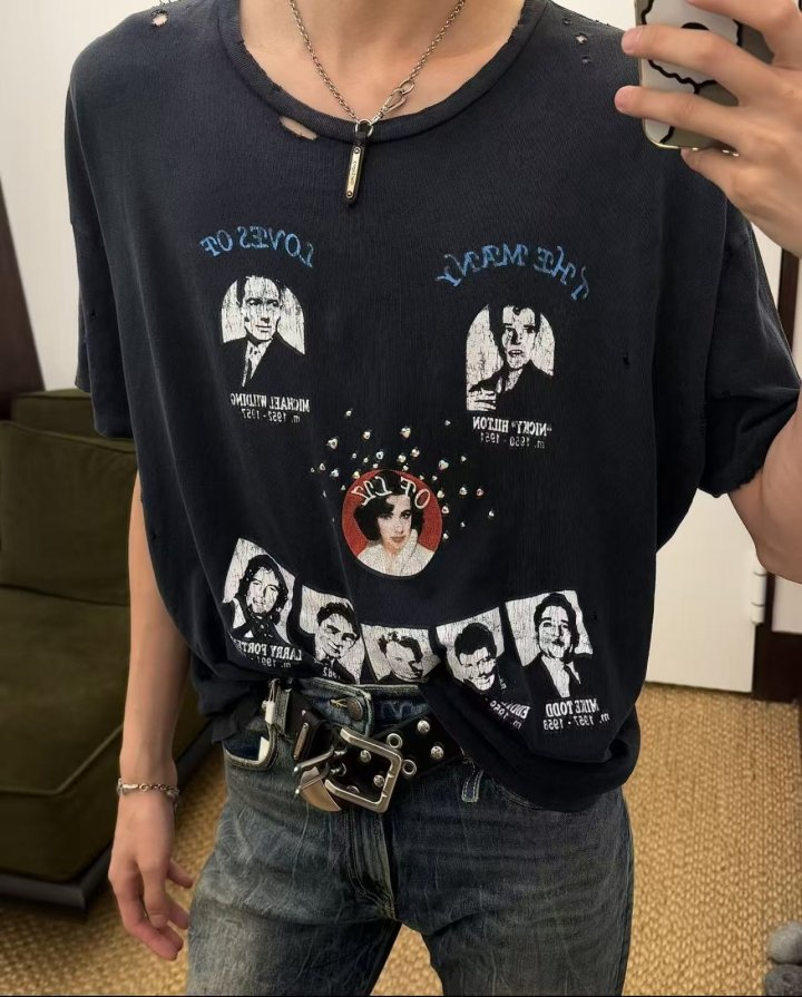 PALY HOLLYWOOD 팔리할리우드 3912 러브스 오브 리즈 구제 워싱 반팔