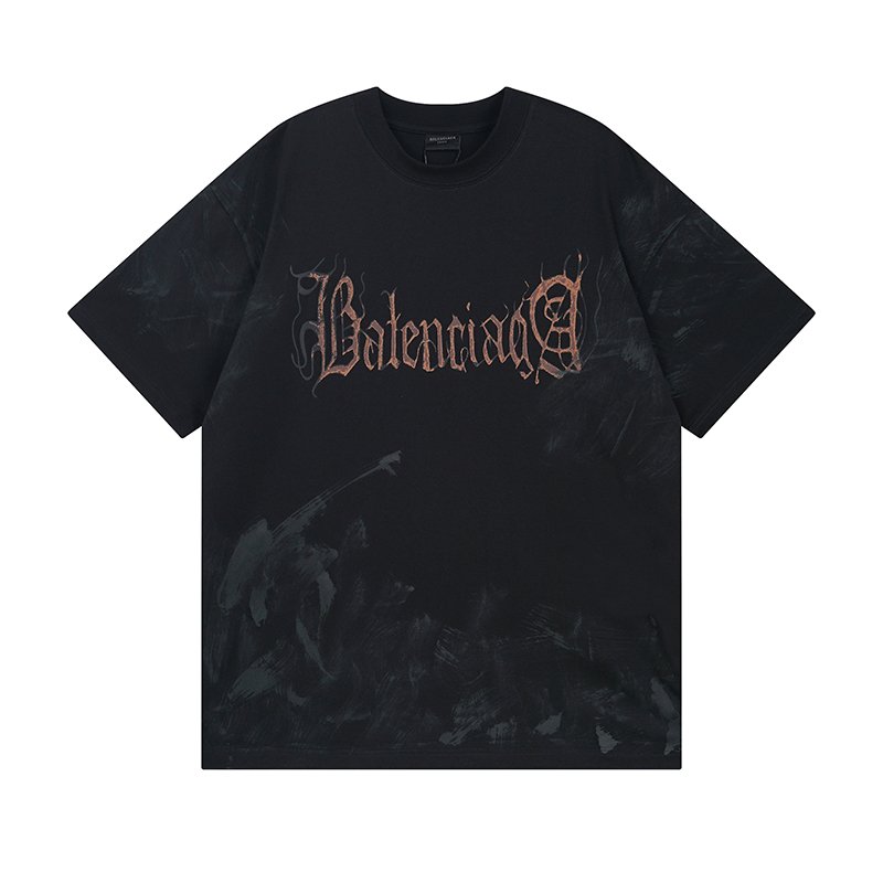 BALENCIAGA 발렌시아가 23122 헤비 메탈 로고 워싱 반팔