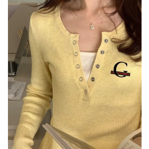 GUCCI 구찌 GG자수 안배색 V라운드 골지 니트 (G25-09) 3COLOR