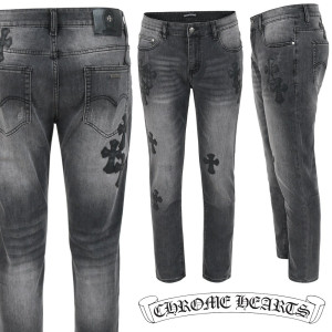 CHROME HEARTS 크롬하츠 멀티 레더 패치 흑청 슬림 일자진