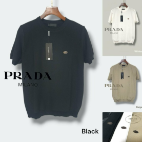 PRADA 프라다 베이직 라운드 반팔니트