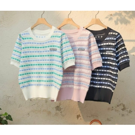 MIUMIU 미우미우 무늬 반팔니트