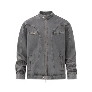 LOROPIANA 로로피아나 그레이 바이커 자켓