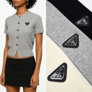 PRADA 프라다 라운드 반팔가디건