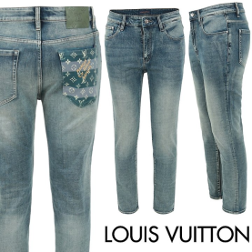 LOUIS VUITTON 루이비통 그린 레더 모노 포켓 슬림 일자진