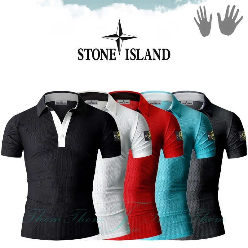 STONE ISLAND 스톤아일랜드 단추 배색 카라 반팔
