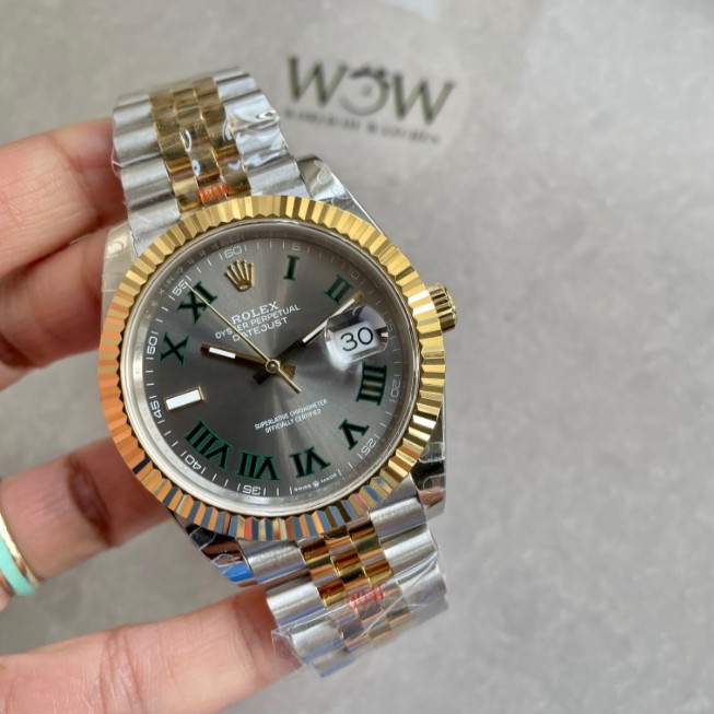 ROLEX 로렉스 데이저스트 그레이 윔블던 로만 다이얼 RG 콤비 V2버전 텅스텐 41mm 126331
