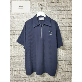 AMI 아미 플리츠 지퍼 카라T 2COLOR
