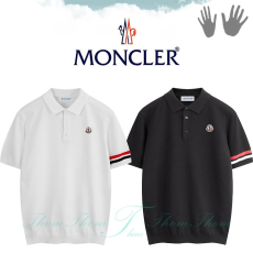 MONCLER 몽클레어 소매 디테 메쉬 카라 반팔 니트