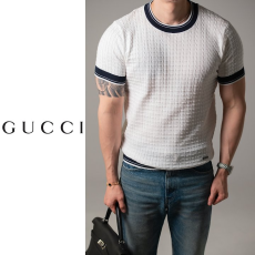 GUCCI 구찌 케이블 배색 니트 반팔 2COLOR