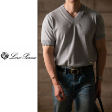 LOROPIANA 로로피아나 레이어드 브이 니트반팔 3COLOR