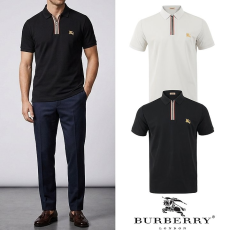 BURBERRY 버버리 골드기마자수 집업 카라 티셔츠