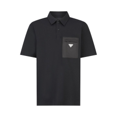 PRADA 프라다 리나일론 디테일 스트레치 코튼 폴로 셔츠