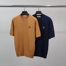 BURBERRY 버버리 기사탭 케이블 라운드 반팔 니트