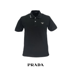 PRADA 프라다  플레이트 로고 스트레치 코튼 pk 반팔 2COLOR