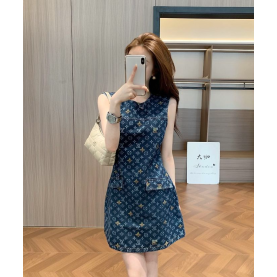 LOUIS VUITTON 루이비통 1025 모노그램 인디고 데님 원피스