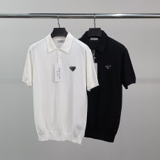 PRADA 프라다 로고와펜 클래식 반팔 카라 니트