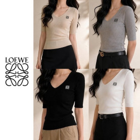 LOEWE 로에베 썸머 브이넥 5부니트