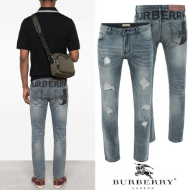 BURBERRY 버버리 백로고 레터링 데미지 워싱 슬림진