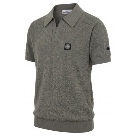 STONE ISLAND 스톤아일랜드 스퀘어 와펜 Y카라 니트 반팔 4COLOR
