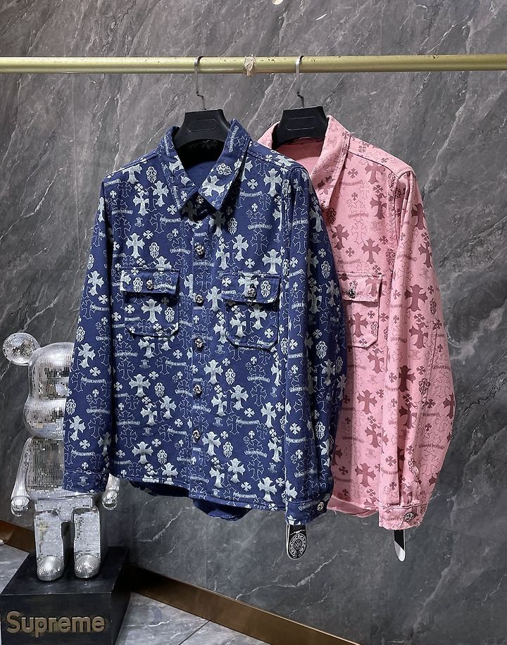 CHROME HEARTS 크롬하츠 7059 올오버 세메터리 모노그램 데님 셔츠 자켓