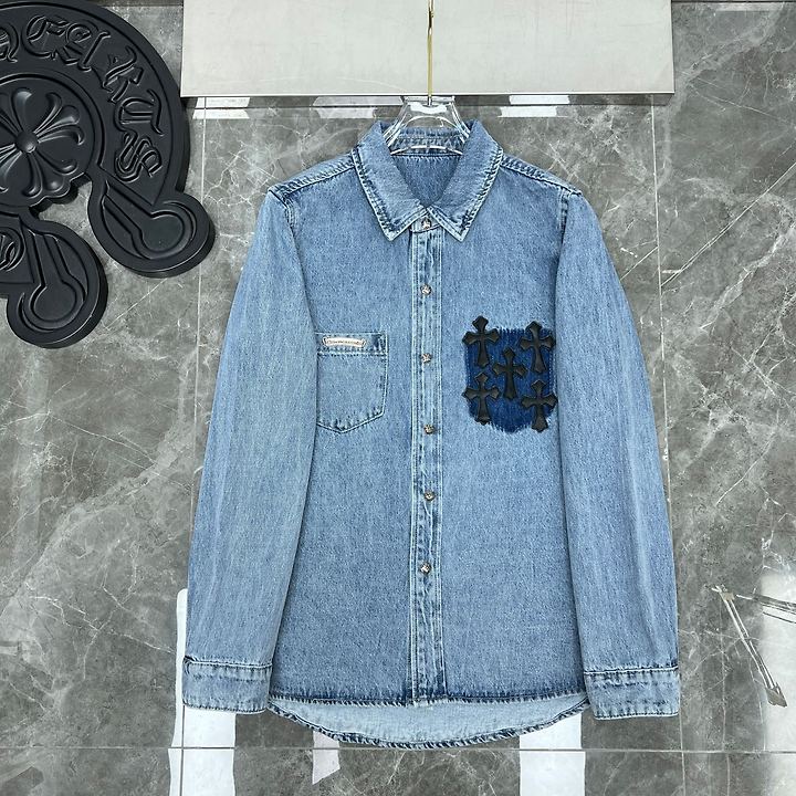 CHROME HEARTS 크롬하츠 7066 하드웨어 세메터리 크로스 데님 셔츠 자켓