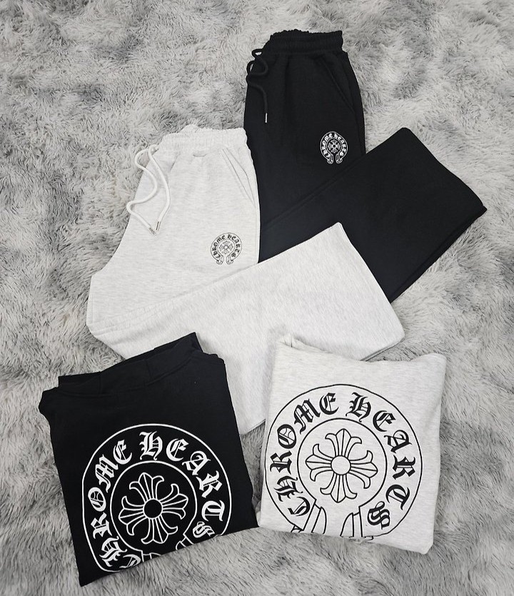 CHROME HEARTS 크롬하츠 나염 기모 후드+와이드 팬츠 세트
