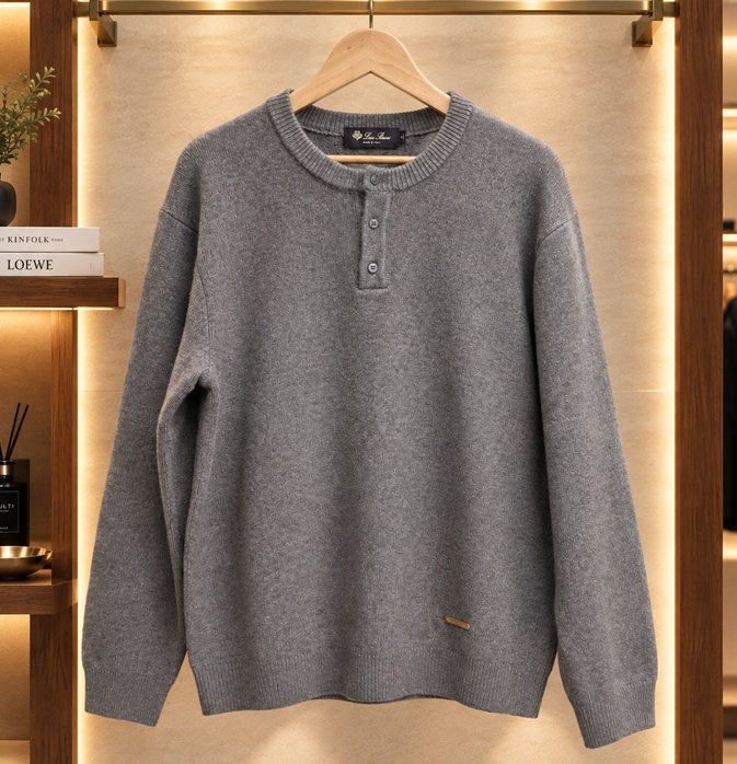 LOROPIANA 로로피아나 7컬 울 헨리넥 니트스웨터 7COLOR