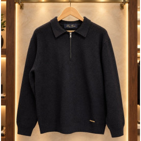 LOROPIANA 로로피아나 9컬 울 반집업카라넥 니트스웨터 9COLOR